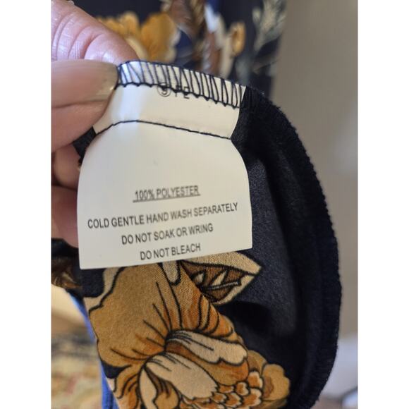 Petal + Pup Alejandra Cowl Neck Midi Dress Size 4 Adjustable Strap Blue Floral - Picture 10 of 10